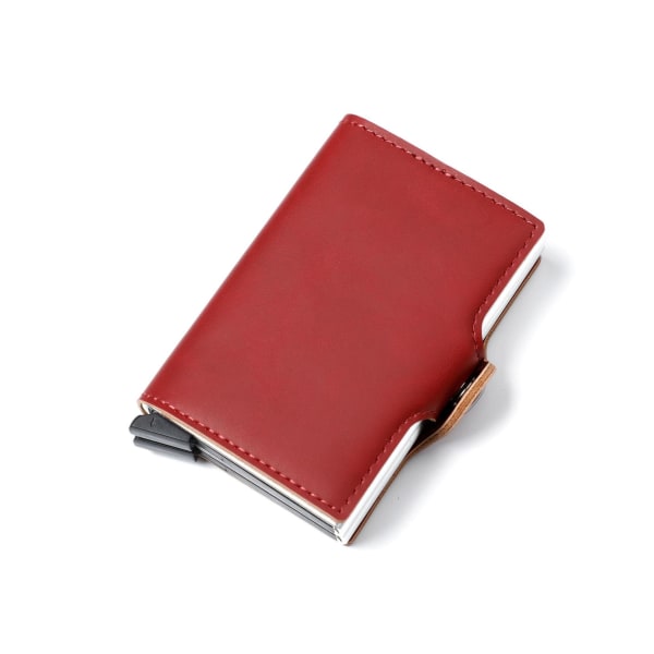 Dubbel Stöldskyddsplånbok RFID-NFC Säker POP UP-korthållare Red
