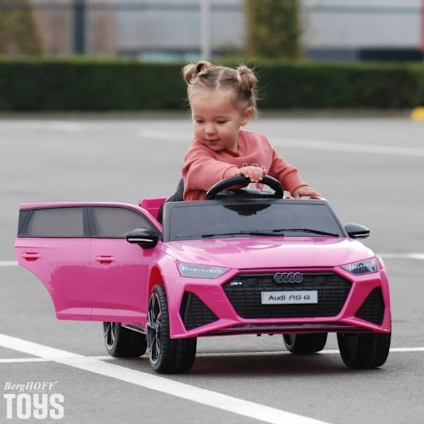 Elbil Barn 12V - Audi RS6 - 1 till 5 år - EVA-hjul - Rosa Rosa