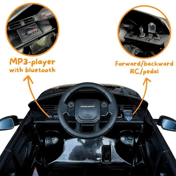 Elbil 12V - Range Rover Evoque - 2 till 6 år - EVA-hjul - Svart Svart