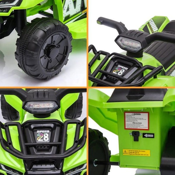 Eltrisk fyrhjuling för barn - ATV 5000 - 1 till 3 år - Batteri 7.4V - Grön - 3 km/h Grön
