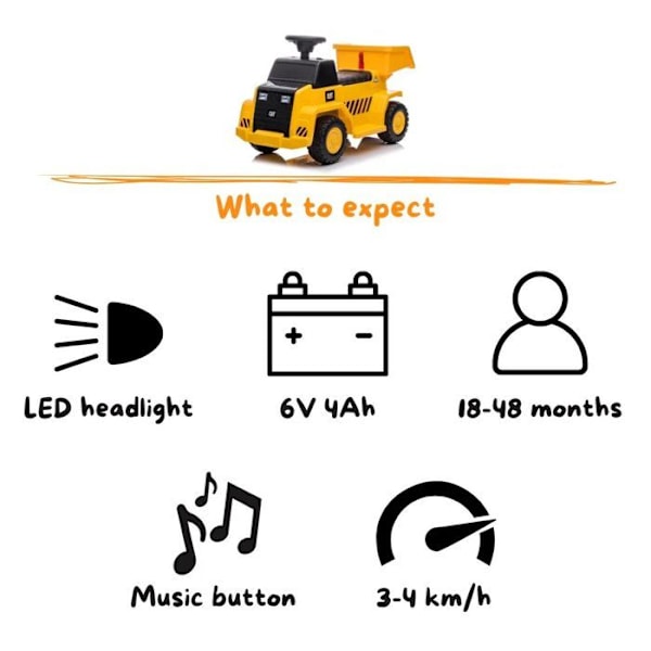 Eltruck Elektrisk 6V - CAT - 1 till 3 år - Gul Gul