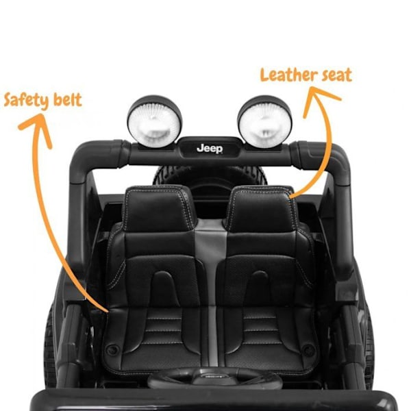 Batteribil 12V - Jeep Wrangler Rubicon - 2 till 6 år - Svart Svart