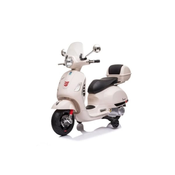 Vespa elmotorcykel för barn 6V, hjälphjul, Piaggio GT skoter med ljus, 1-5 år, 4,5A, MP3-USB-SD, 6km-h, vit