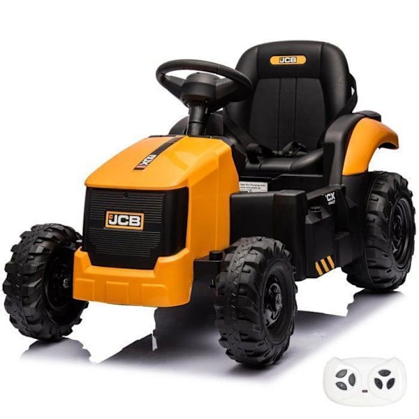 Elektrisk Traktor - JCB - 12V - 2 motorer - 5 km/h - 30 kg - 2 till 6 år Gul