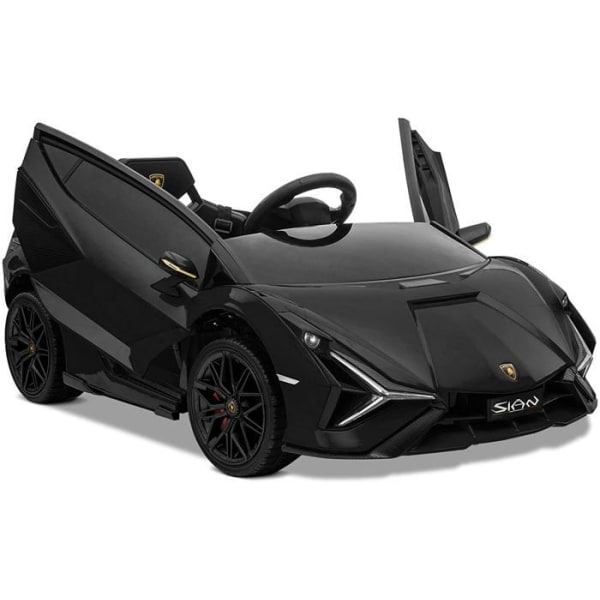 Elbil för barn Lamborghini Sian - 12V Motor - MP3 - Läderstolar - Fjärrkontroll - Svart