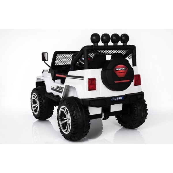 Vit JEEP Monster elbil för barn - 12V motor - Lysande - USB - Fjärrkontroll Vit