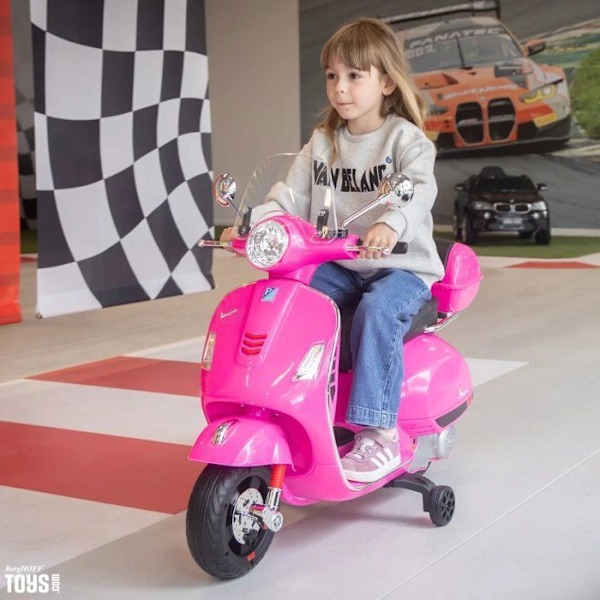 Vespa för Barn GT - Batteri 6V - 3 till 6 år - med Musik - Rosa rosa och svart