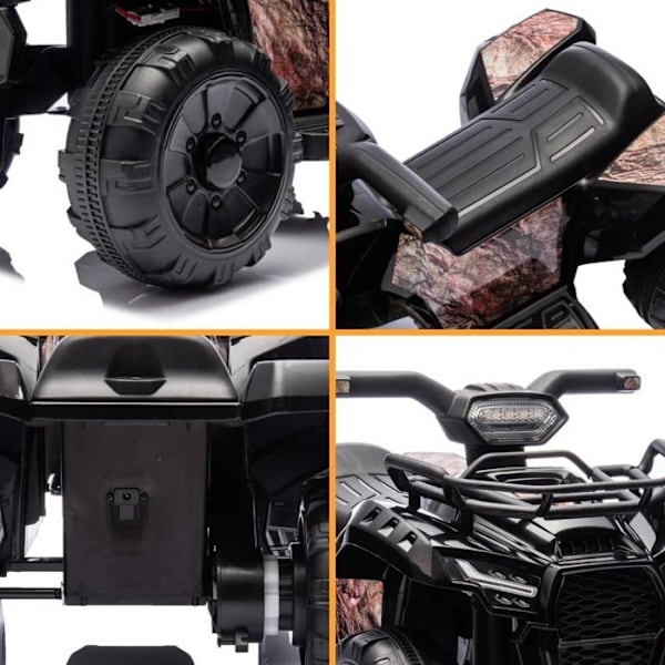 Elbilar för barn - ATV 5000 - 1 till 3 år - Batteri 7.4V - Svart Svart