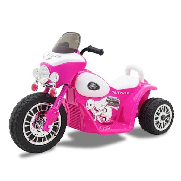 Poliscykel Barn - Chopper 6V - 1 till 3 år - Rosa Rosa