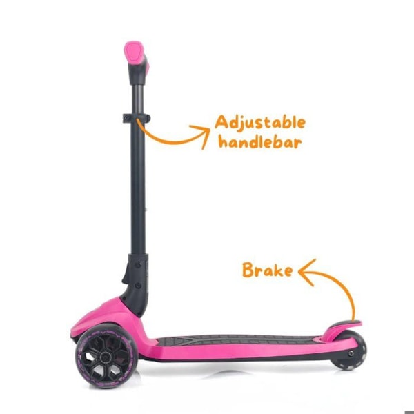 Fällbar Sparkcykel för Barn Lamborghini - med Belysning - 3 till 6 år - Rosa Svart ros