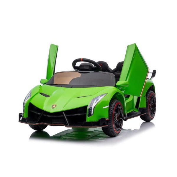 Lamborghini Veneno Elbil för barn, 1 till 6 år, 12V Motor, Belyst, MP3, USB, Mjukstart, Fjärrkontroll, Grön