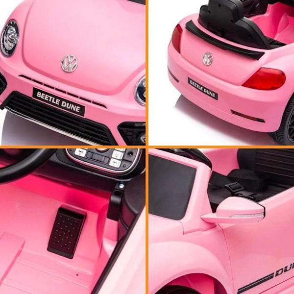 Barnbil - Volkswagen Beetle 12V - 1 till 4 år - Rosa Rosa