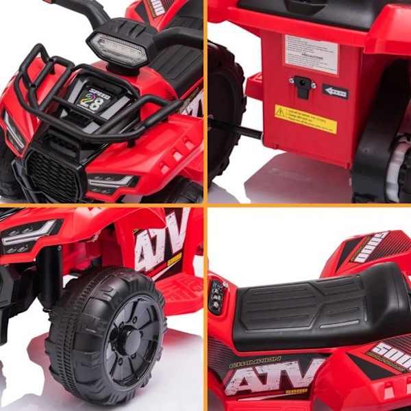 El-elektrisk fyrhjuling för barn - ATV 5000 - 1 till 3 år - Batteri 7.4V - Röd Röd