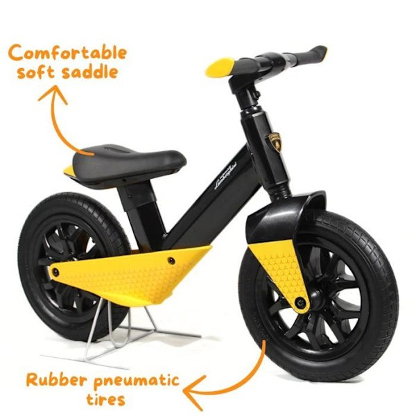 Lamborghini Draisienne Barn - 3 till 6 år - Balanscykel - 12" hjul - Gul Gul