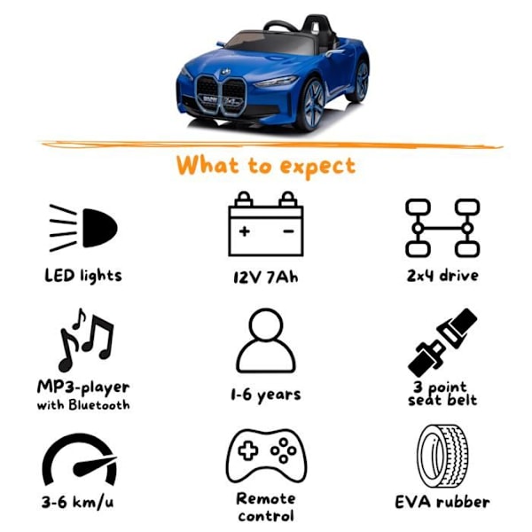 BMW i4 Elbil för barn - Blå - 12 Volt med fjärrkontroll Blå