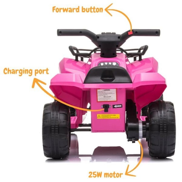 Elcykel Barn - ATV 5000 - Rosa - Batteri 7.4V - 1 plats - 3 km/h Rosa