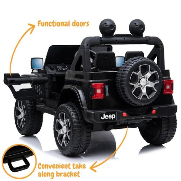 Batteribil 12V - Jeep Wrangler Rubicon - 2 till 6 år - Svart Svart