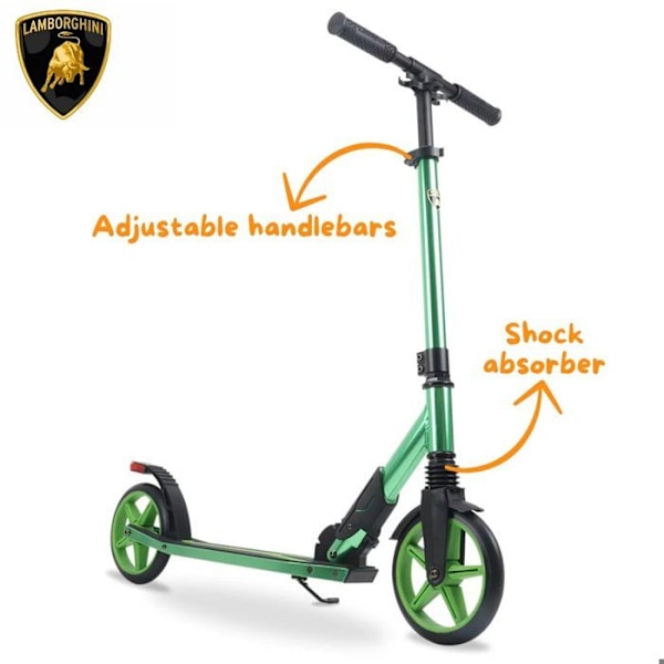 Fällbar Sparkcykel för Barn Lamborghini - 6+ år - med Bromsljus - Grön Grön