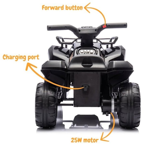 Elbilar för barn - ATV 5000 - 1 till 3 år - Batteri 7.4V - Svart Svart