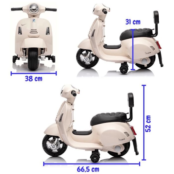 El-scooter för barn - Vespa GTS - 6V - 1 till 3 år - Vit Vit