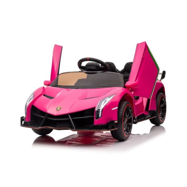 Lamborghini Veneno Elbil för barn, 1 till 6 år, 12V-motor, belyst, MP3, USB, Mjukstart, Fjärrkontroll, Rosa