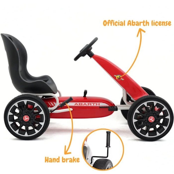 Go Kart med Pedaler Abarth - för Barn - 3 till 7 år - EVA-hjul - Röd Röd
