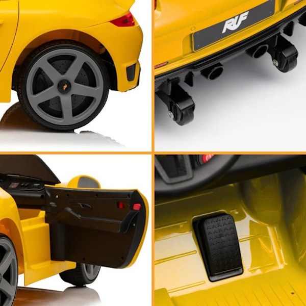 Barnbil Elektrisk 12V - RUF GT - 1 till 5 år - Gul Gul