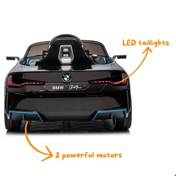 Barnbil 12V - BMW i4 - 1 till 6 år - EVA-hjul - Svart Svart