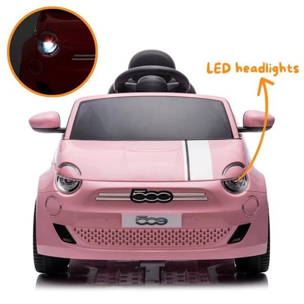 Elbil Barn Fiat 500e - 12V - 1 till 5 år - Rosa Rosa