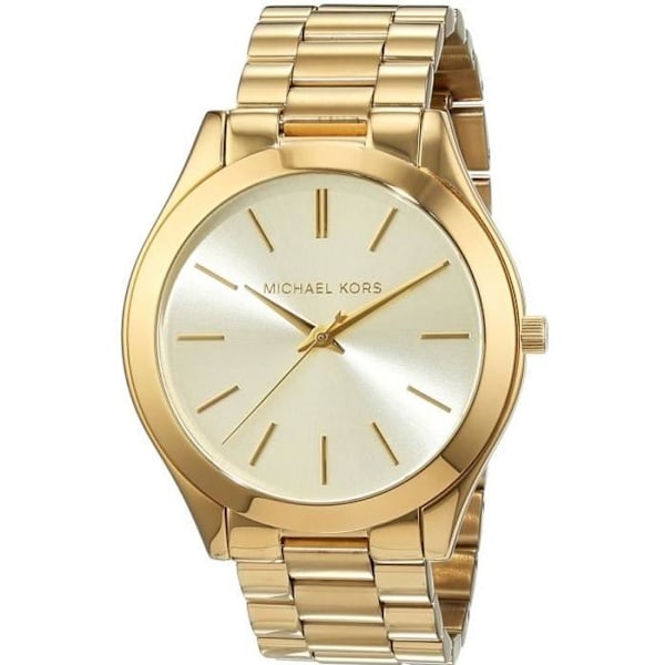 Dameur - Michael Kors - MK3179 - Rose guld rustfrit stål - Ægte læder - 5 ATM vandtæt Gul, Ljusbrun, Roséguld, Vit