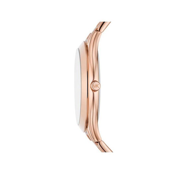 Michael Kors Ur, Dame, MK7466, Hvid Læder, 38mm, Guld, Quartz, Vandtæt 3 bar Vit
