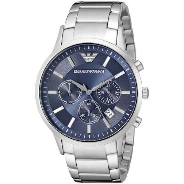 Ur - EMPORIO ARMANI - AR2448 - Sølv - Blå skive - 5 ATM vandtæthed Silver, Blå