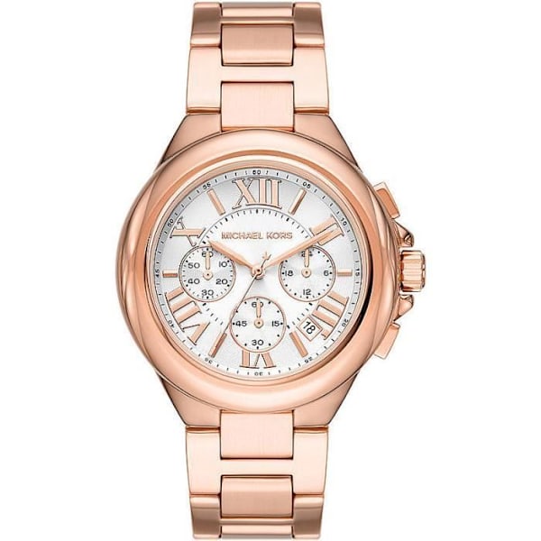 Kronografklocka för kvinnor - MICHAEL KORS - Camille - Rose Gold - Rostfritt stål - 5 ATM Roséguld, vit
