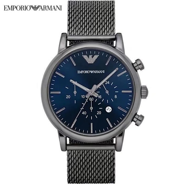 Emporio Armani AR1979 Herrklocka - Kronograf - Rostfritt stål - Gunmetal - Blå Gunmetal, blå
