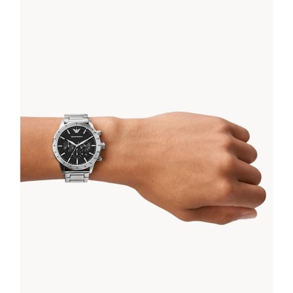 Mand Herren Emporio Armani - Quartz Chronograf - Stålhus 43mm - Vandtæt 3 ATM - Sort skive Svart