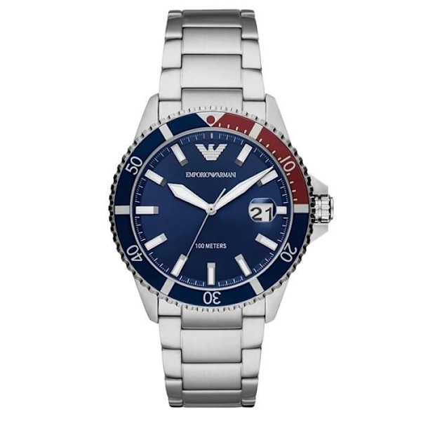 Herrur EMPORIO ARMANI AR11339 - Datum med tre visare - Rostfritt stål - 10 ATM Silver, Blå