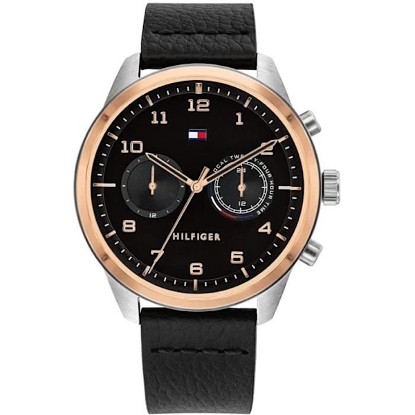 Herreur Tommy Hilfiger Analog Quartz med Kalveskindsrem 1791786 Svart