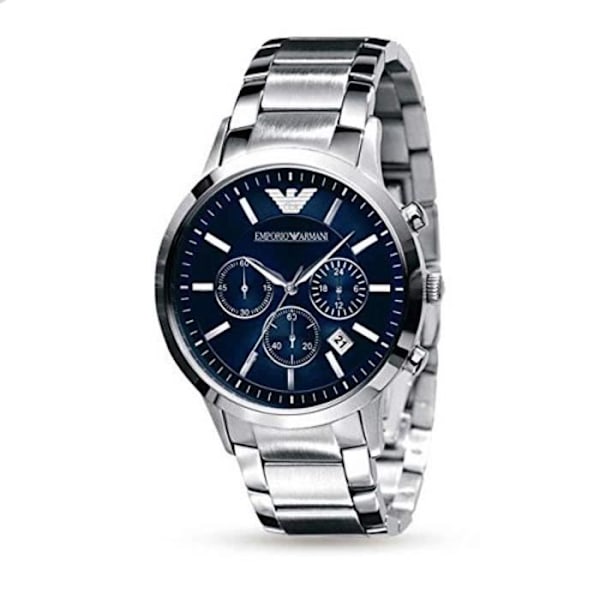 Armbandsklocka - Emporio Armani - AR2448 - Blå urtavla - Rostfritt stål - Analog Blå, Silver