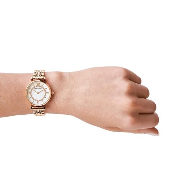 Dameur Kvinde - Emporio Armani - AR1909 - Rustfrit Stål - Perlemorsskive - Vandtæt 3 Atm rosa guld, pärlemor