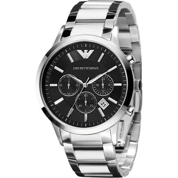 Ur - Emporio Armani - AR2434 - Mand - Stål - Vandtæthed 5 ATM - Kvarts Svart