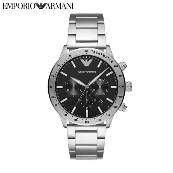 Mand Herren Emporio Armani - Quartz Chronograf - Stålhus 43mm - Vandtæt 3 ATM - Sort skive Svart