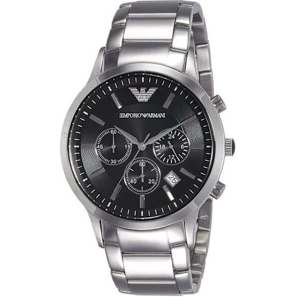 Ure - Emporio Armani - AR2434 - Rustfrit stål - Vandtæt 5 ATM - Stopwatch Svart