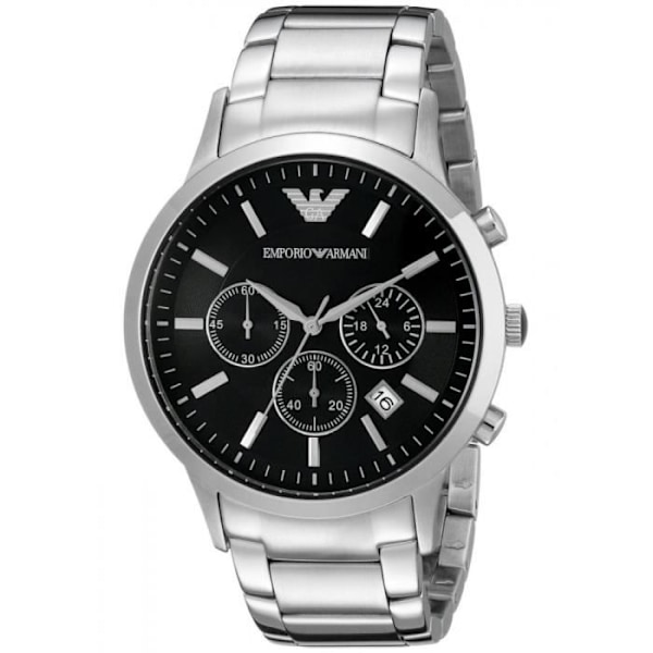 Klocka - Emporio Armani - AR2434 - Klocka med kronograf - Rostfritt stål - Svart - Silverfärgad Svart silver