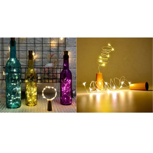 2- Pack LED Ljusslinga för Flaskor Dekorbelysning - 2 meter