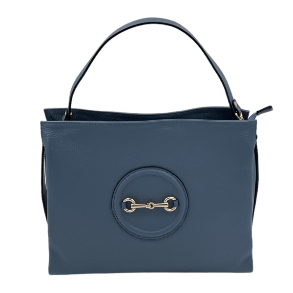 Handväska, italiensk läder Blå one size