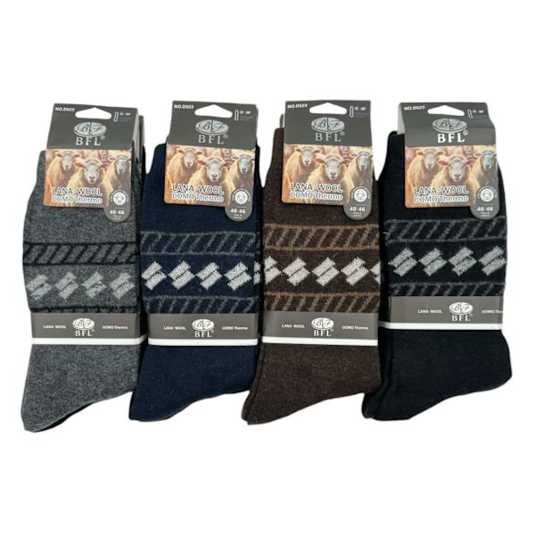 Ullstrumpor 12 pack, HERR 40-46 multifärg one size