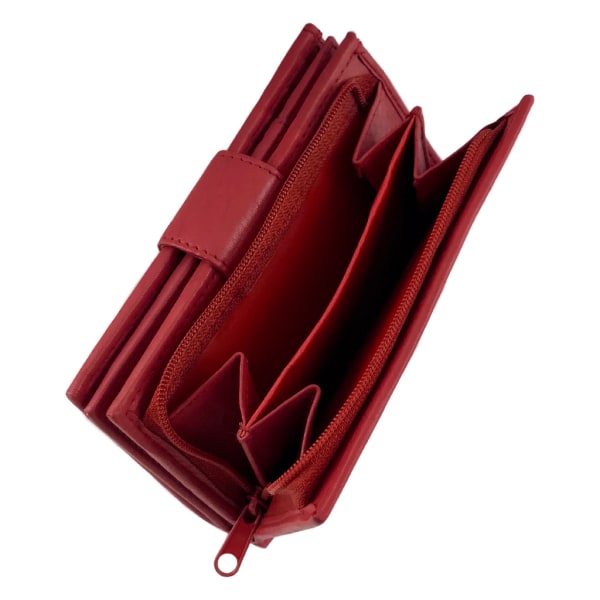 Medelstor läderplånbok med 18 kortfack Röd one size