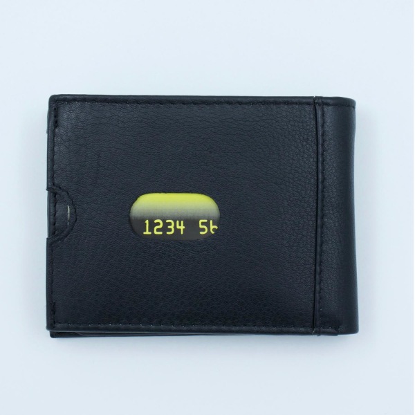 Liten plånbok i äkta skinn, RFID Svart one size
