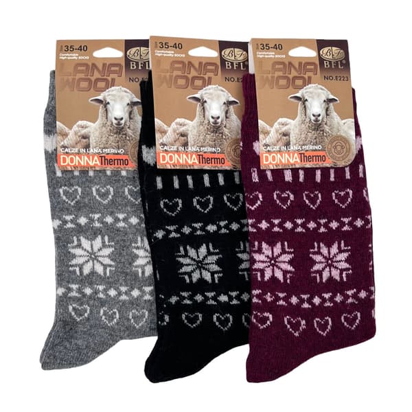 Wool Socks, Size 35-40, WOMAN, 12-PACK multifärg one size
