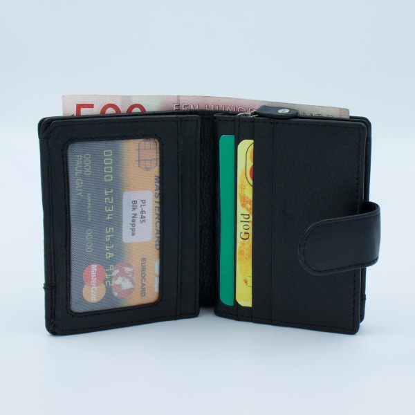 Läderplånbok med plats för många fack, RFID Svart one size